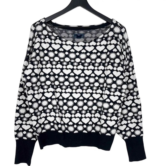 Maeve Anthropologie Womens Size L Relaxed Fit Sweater Boatneck Black White - Picture 1 of 1